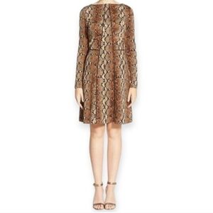 Michael Kors Brown Snake Print Long Sleeve Dress SZ.8 EUC.